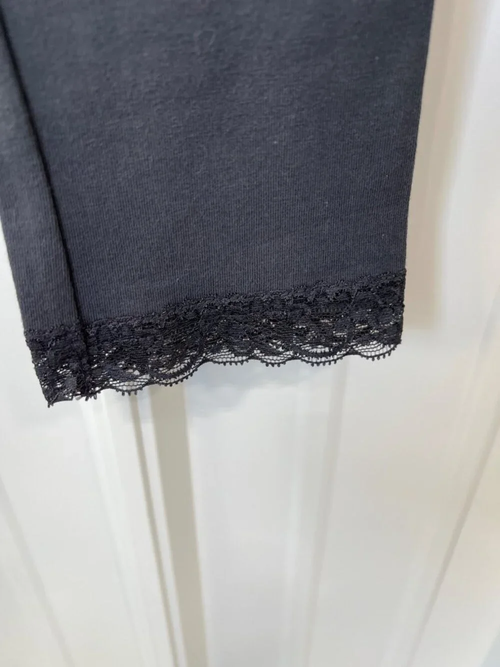 Old Navy Girls Full-Length Leggings XL Gray Cotton Spandex Lace Trim